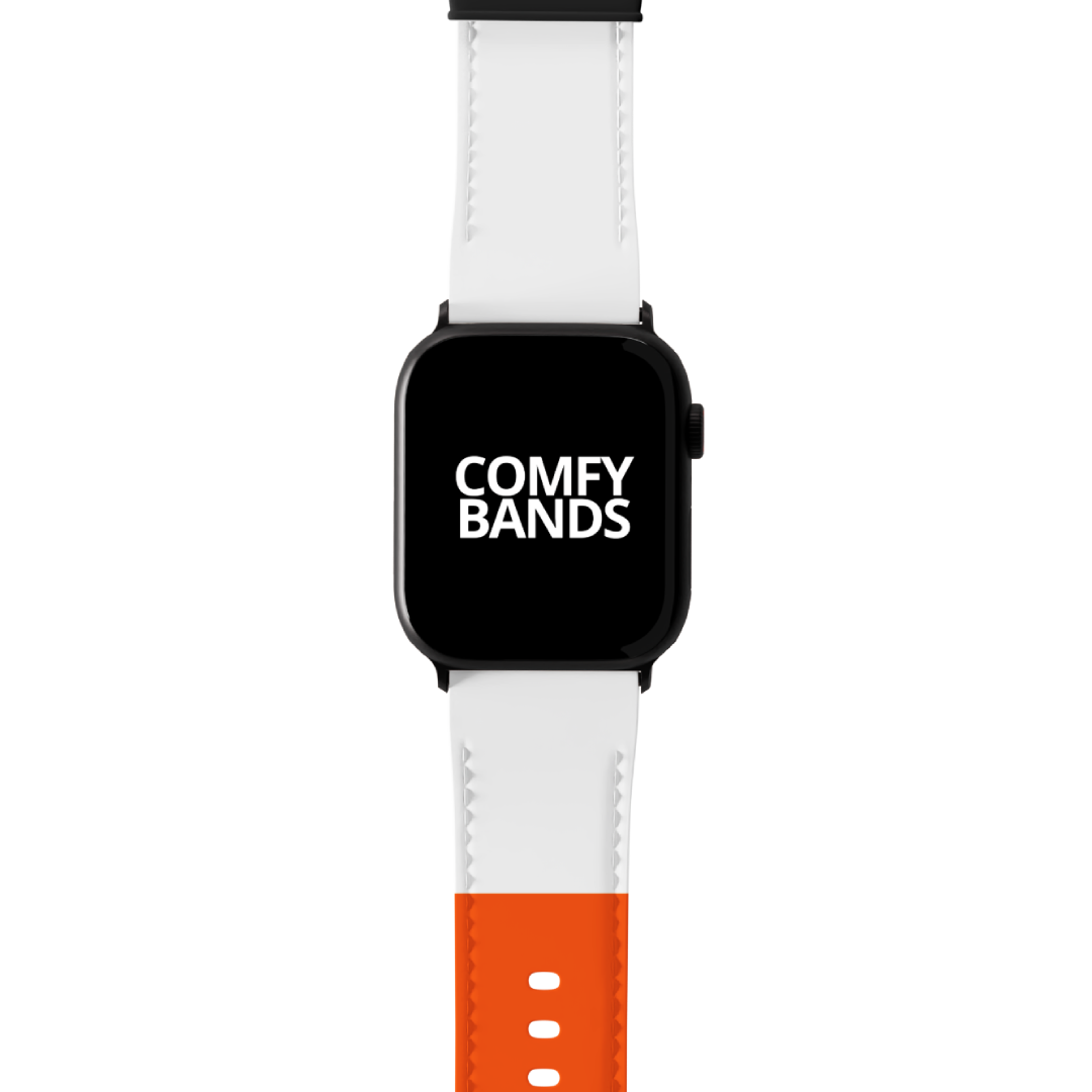 Orange & White Color Block Series Band For Apple Watch
