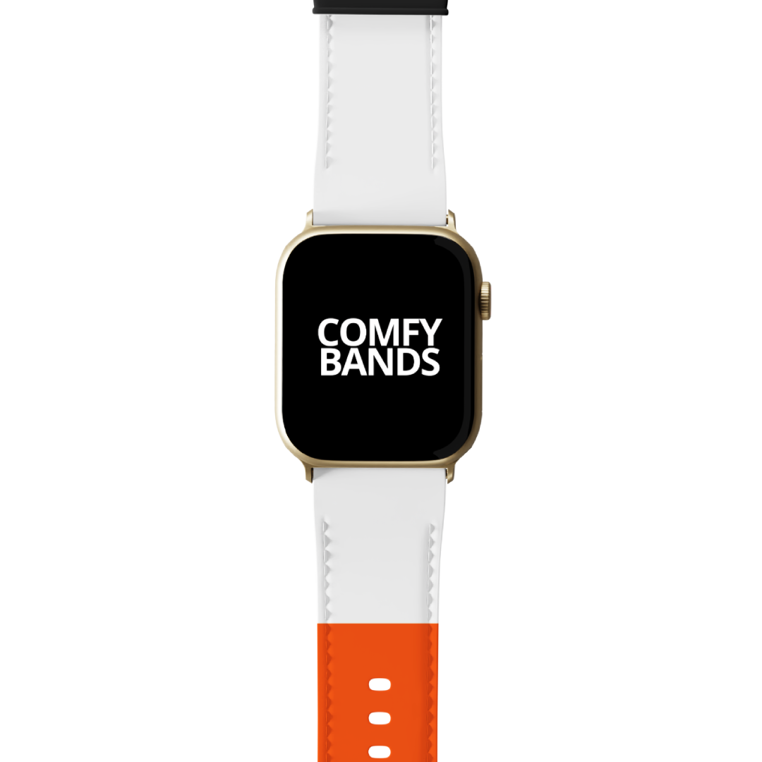 Orange & White Color Block Series Band For Apple Watch