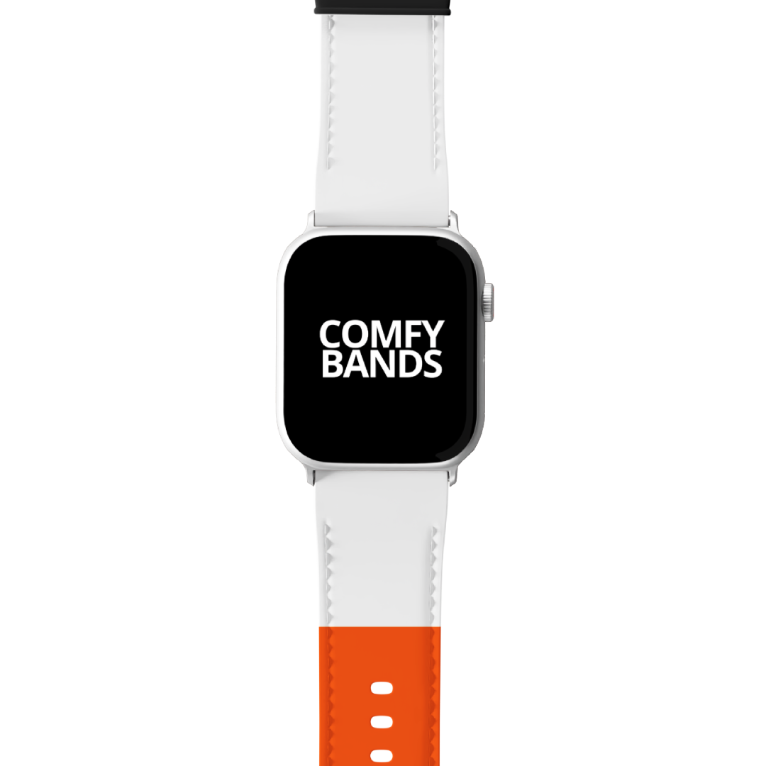 Orange & White Color Block Series Band For Apple Watch