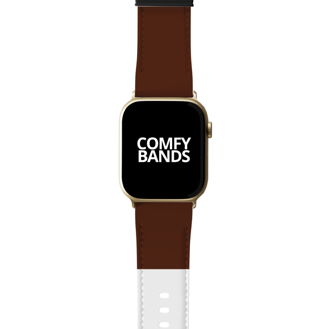 White & Brown Color Block Series Band For Apple Watch