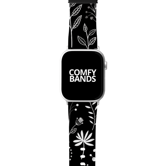 Black Botanical Floral Series Band For Apple Watch