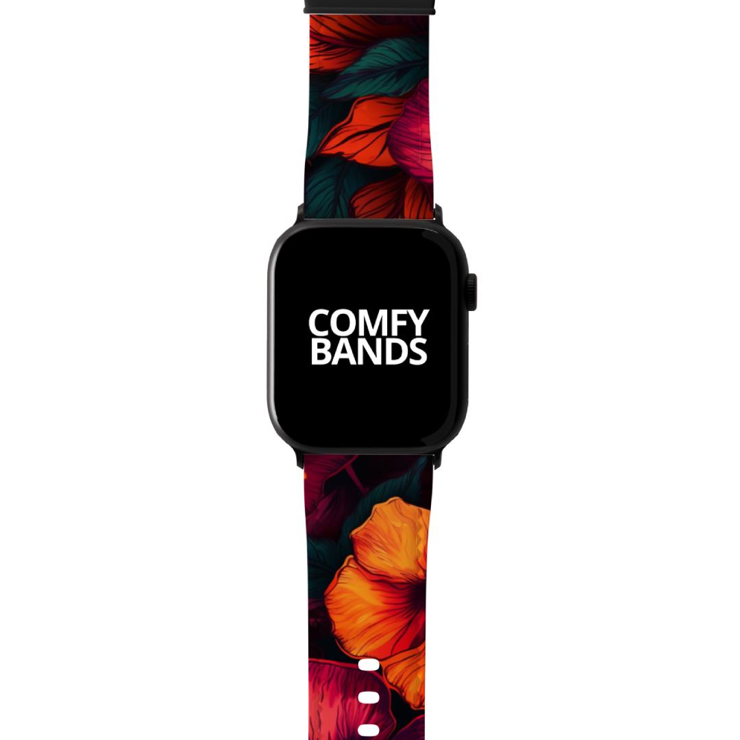Orange & Pink Hibiscus Floral Series Band For Apple Watch