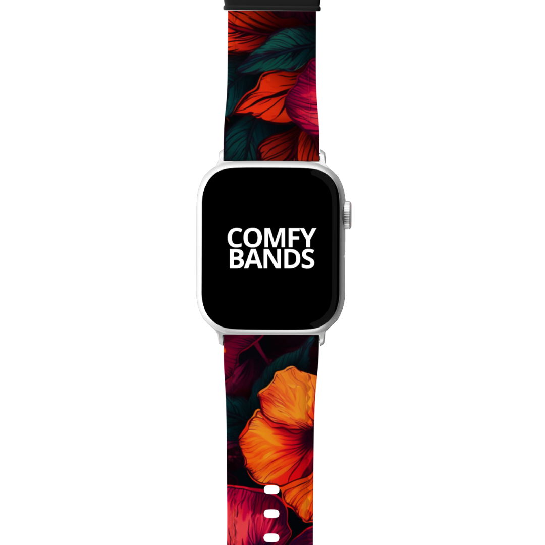 Orange & Pink Hibiscus Floral Series Band For Apple Watch