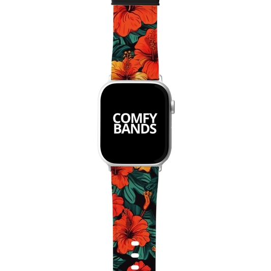 Orange Hibiscus Floral Series Band For Apple Watch
