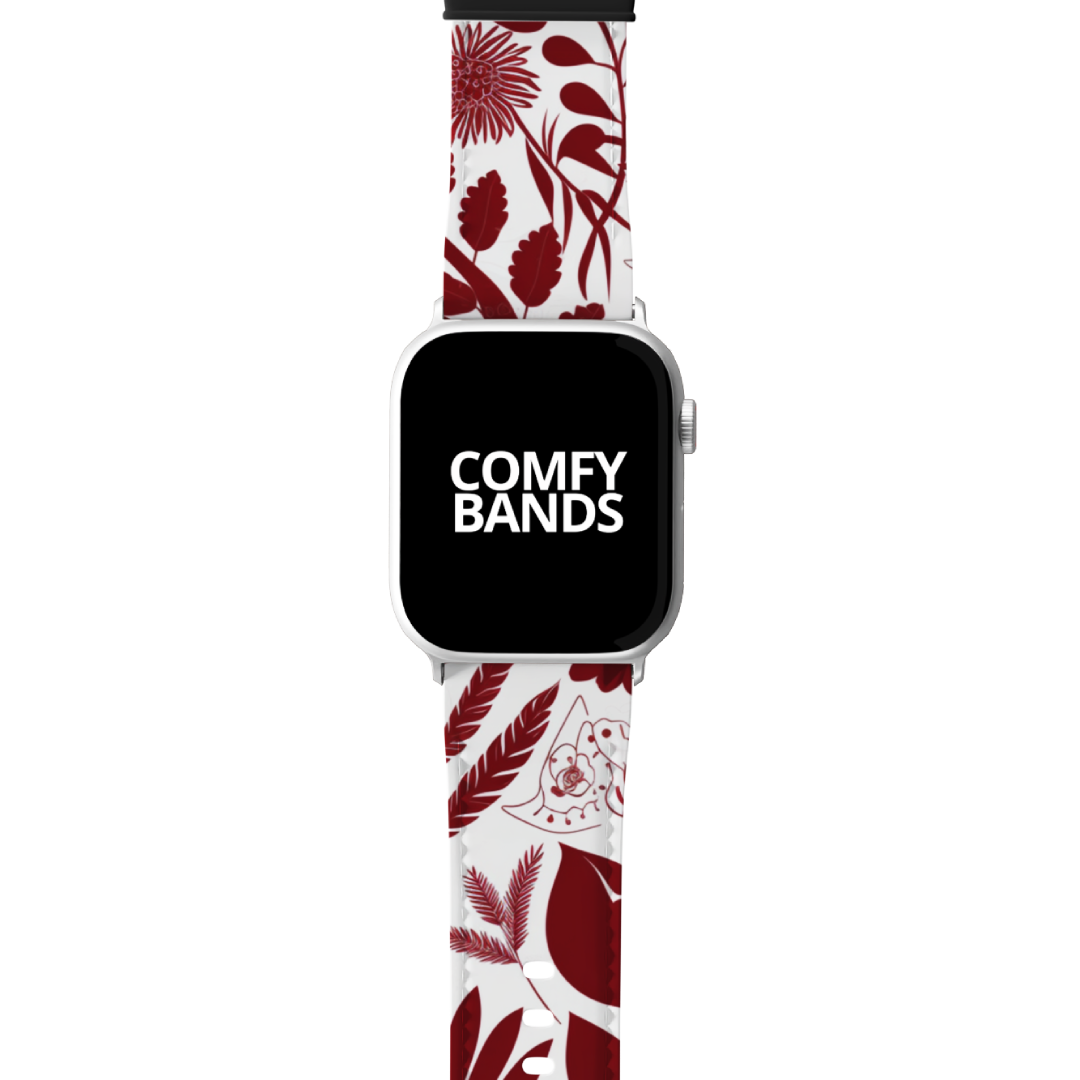 Red Botanical Floral Series Band For Apple Watch