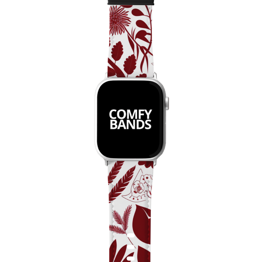Red Botanical Floral Series Band For Apple Watch
