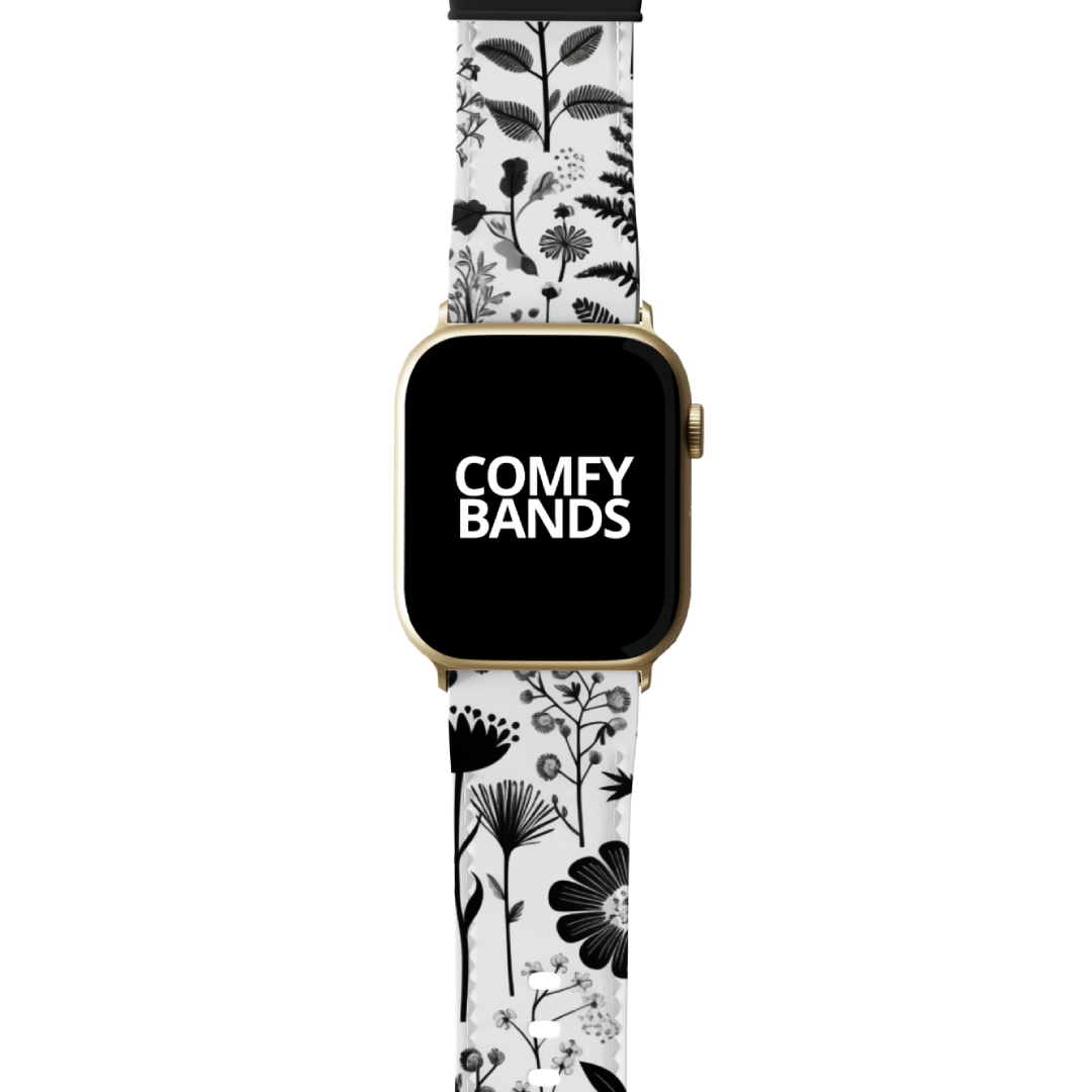 White & Black Botanical Floral Series Band For Apple Watch