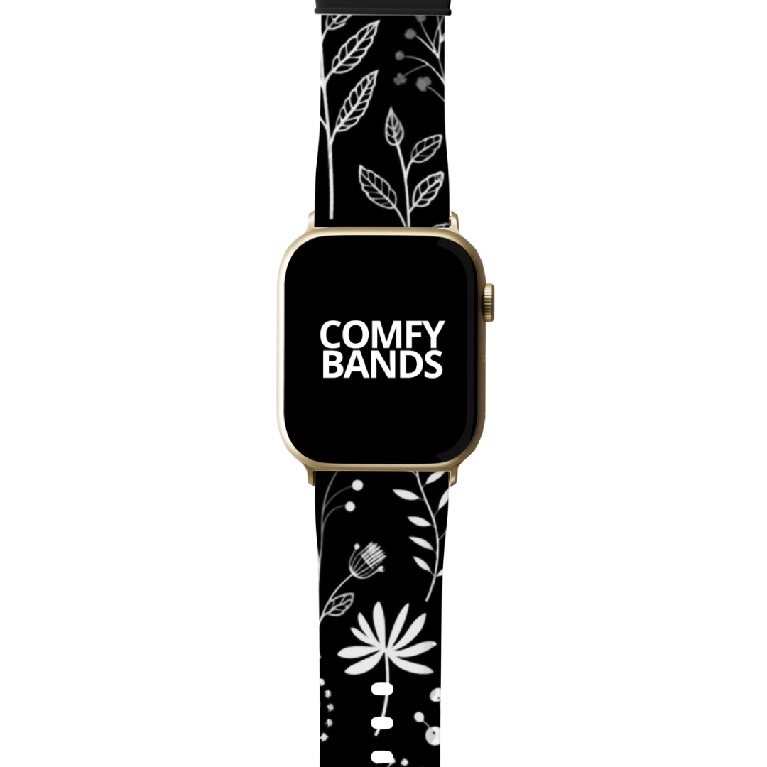 Black Botanical Floral Series Band For Apple Watch