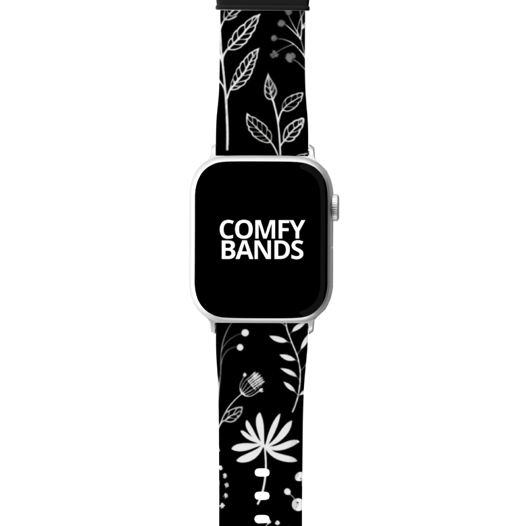 Black Botanical Floral Series Band For Apple Watch