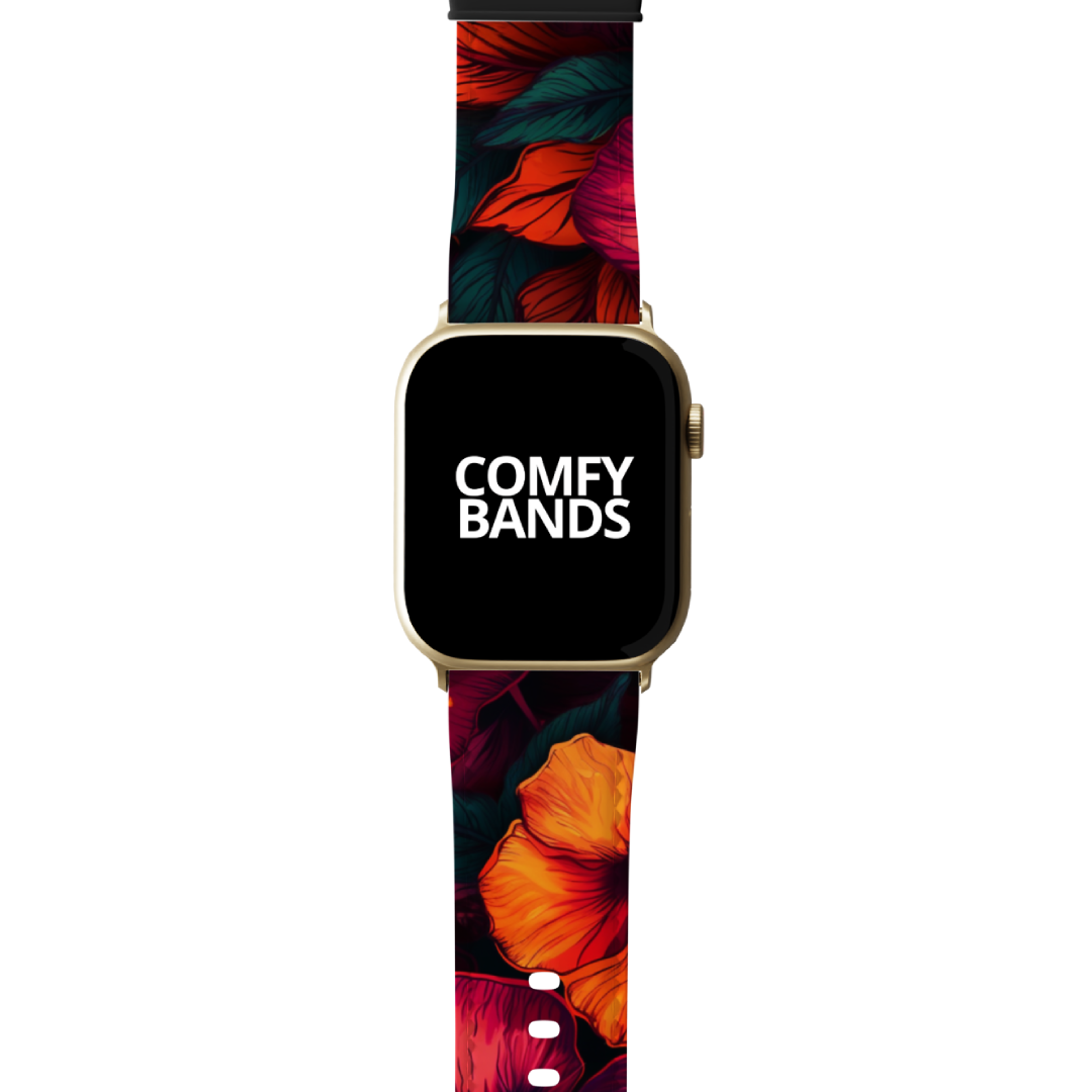 Orange & Pink Hibiscus Floral Series Band For Apple Watch