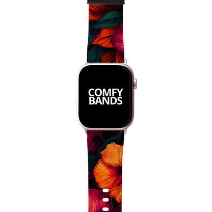 Orange & Pink Hibiscus Floral Series Band For Apple Watch