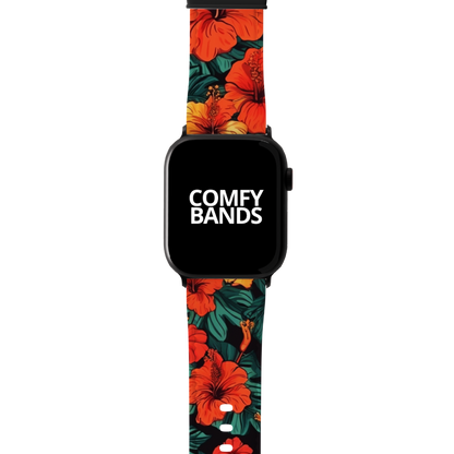 Orange Hibiscus Floral Series Band For Apple Watch