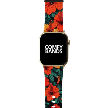 Orange Hibiscus Floral Series Band For Apple Watch