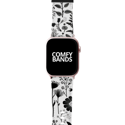 White & Black Botanical Floral Series Band For Apple Watch